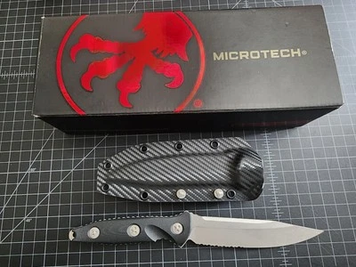 Microtech Socom Alpha S/E Stonewash Partial Serrated 113-11 G10 M390 Steel - Image 1 of 4