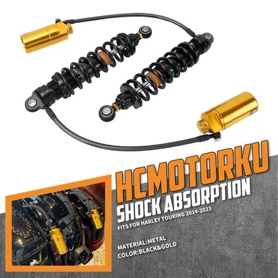 Gold Remote Reservoir Rear Suspension Shock For Harley Road King Glide 2014-2025 - Image 1 of 4