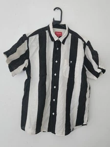 SS18 Supreme Wide Stripe Shirt size M medium black white linen short sleeve - Picture 1 of 7