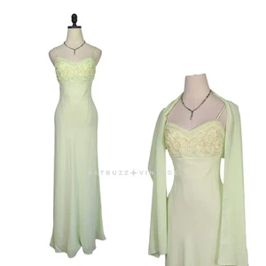 Vestido Maxi Vintage Morgan Co Baile de graduación 6 Verde Hada Princesa Años 90 Y2K Glam - Imagen 1 de 15