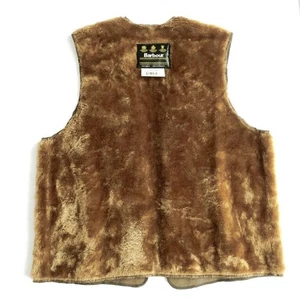 Vintage 96 Barbour Pile Liner Vest C44 XL Brown Acrylic Made in England Rare - Picture 1 of 10