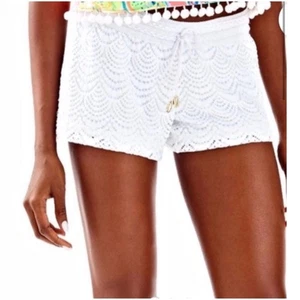 Pantalones Cortos Lilly Pulitzer Claudette Blanco Crochet Shell Cordón Playa Cubrir - Imagen 1 de 17