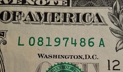 Birthday/Anniversary Note August 1974 Fancy Serial Number X81974XX $1 One Dollar - Image 1 of 4