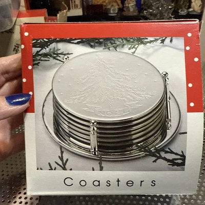 Juego de 6 posavasos vintage de Navidad internacional con soporte nuevo en caja Foto 1 de 4