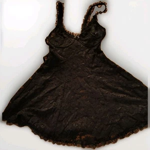 VTG  Lace M Lingerie Nightie Romper W/ Undies Teddy Black Sheer RARE NWT Mervyns - Picture 1 of 6