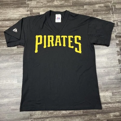 Vintage Pittsburgh Pirates Women’s V-Neck Tshirt Majestic Black XL MLB VTG 90s - Image 1 of 4