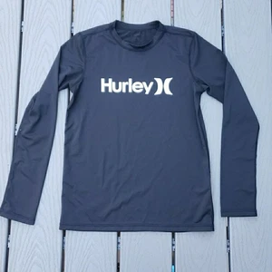 Hurley Youth Large UPF 50+ Black Long Sleeve Protection Beach Sun Surf  - Picture 1 of 7