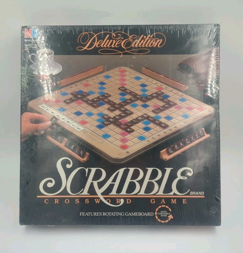 Scrabble Crossword Game Deluxe Edition Turntable 4034 1989 Milton Bradley Sealed - Image 1 of 4