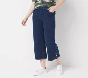 Quacker Factory DreamJeannes Brass Ring Crop Pant Dark Indigo Size 1X A596319 - Picture 1 of 1