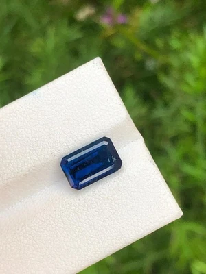 3.25 Ct Vivd Ink Blue Tourmaline 11x8x7mm Emerald Cut From Afghanistan - Image 1 of 4