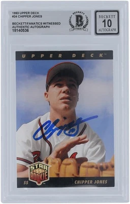 Chipper Jones Atlanta Braves Signed 1993 Upper Deck #24 BAS 10 Rookie Card - Image 1 of 3