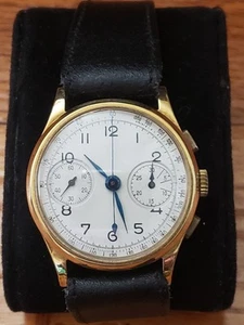 Vintage Swiss 18K GOLD Chronograph Wristwatch - Picture 1 of 11