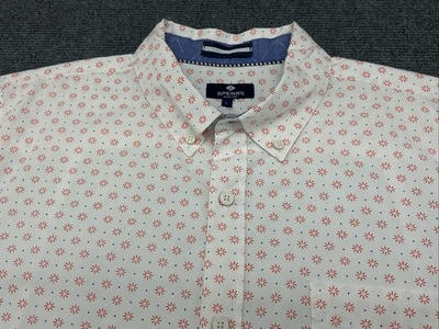 Camisa Sperry Para Hombre Grande Blanca Con Botones Manga Corta Patrón Rojo/Azul Foto 1 de 4