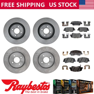 For 2017 Kia Rio Front Rear Brake Rotors & Ceramic Brake Pads - Raybestos - Imagem 1 de 4