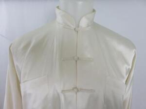 Shanghai Tang Mandarin Mens White Button Down Lined Silk Jacket Sized M