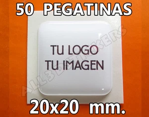 50 x Pegatinas Gota de Resina 20x20mm. con tu Logo / Imagen. Adhesivos - Picture 1 of 1