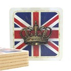 Union Jack British Flag Set of 6 Cork Square Coasters Table Linen Accessory