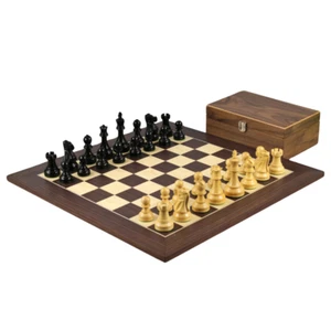 "Juego de ajedrez tablero Macassar 20"" piezas Reykjavik Staunton ébano de 3,75""" - Imagen 1 de 10