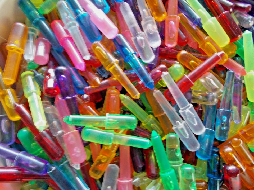 Vintage 1960's Original Lite Brite Pegs 1 1/8 Inch - Bag of 100-  Mixed Colors - Image 1 of 1