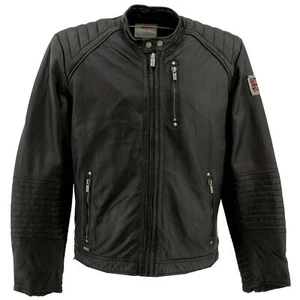  Chaqueta de cuero para hombre PEPE JEANS cuero auténtico motorista NEW LENNON negro 21911 - Imagen 1 de 4