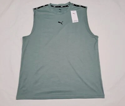 Camiseta sin mangas deportiva Puma para hombre ESS con logotipo grande manga menos Puma Forever Green Moon - Foto 1 de 4