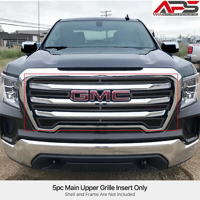 For 2019-2021 GMC Sierra 1500 SLE Main Upper Stainless Black Mesh Grille Insert - Image 1 of 4