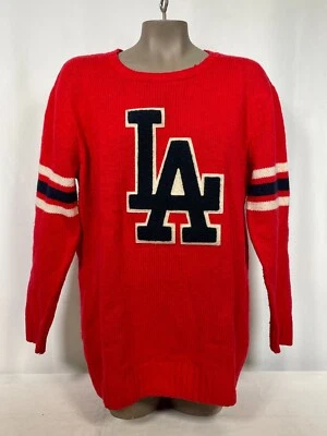 Los Angeles Dodgers Forever 21 Red Varsity Wool Pullover Sweater Women's LARGE - Image 1 of 4