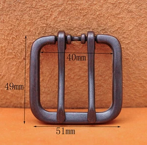 Wide Double Tongue Pin Roller Prong Pin Belt Black Buckle Fits 40MM Belt Straps - Picture 1 of 12