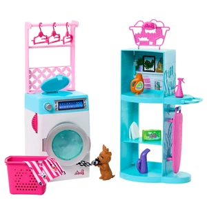 BARBIE LAUNDRY PLAYSET Spinning Washer & Dryer with Accessories - Picture 1 of 7