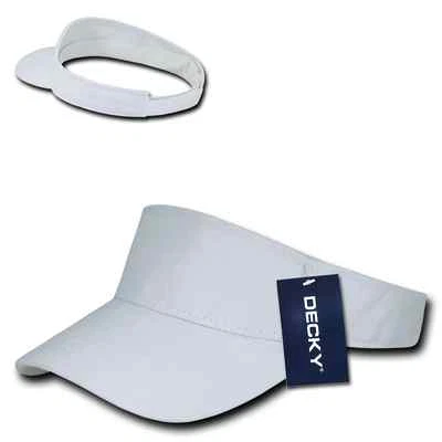 White Brushed Cotton Golf Tennis Plain Blank Adjustable Sun Visor Cap Hat - Image 1 of 3