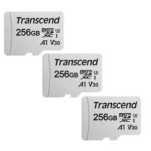3x Transcend 256GB 300S UHS-I microSDXC Memory Card with SD Adapter - Picture 1 of 3