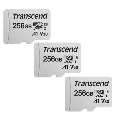 3x Transcend 256GB 300S UHS-I microSDXC Memory Card with SD Adapter - Image 1 of 3