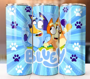 Bluey Custom Tumbler 20oz Skinny Cup Mug Stainless Steel - Picture 1 of 2