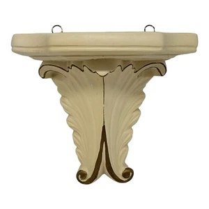 Vintage 1940’s Beautiful Chalkware Wall Hanging Shelf  Aged Beige Gold Accents - Picture 1 of 10