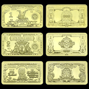 1899 Years American 1 2 5 Dollars Gold Bar 3pcs/set Commemorative Square Coin