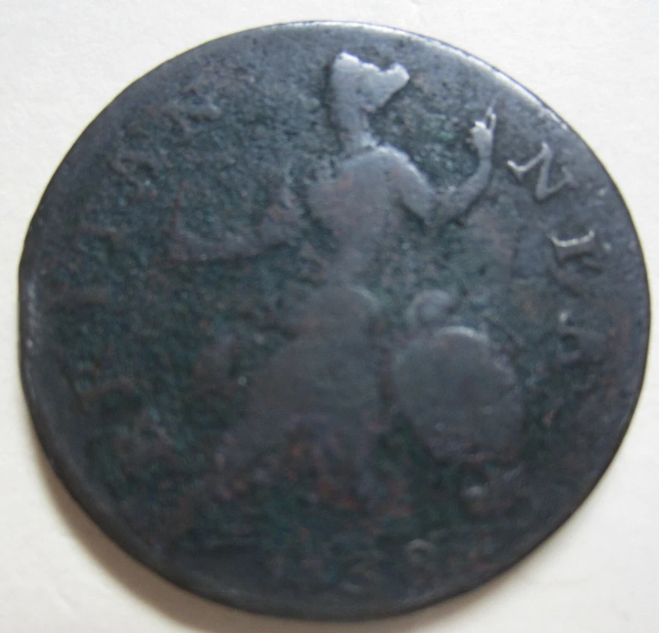 1738 Great Britain UK Half Penny Coin. BETTER GRADE 50 cents 50c (W145) - Image 1 of 4
