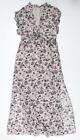 H&M Womens Pink Floral Silk Maxi Size 6 V-Neck Pullover
