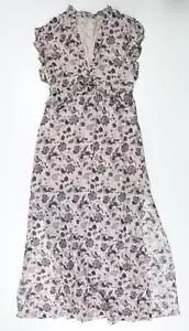 H&M Womens Pink Floral Silk Blend Maxi Size 6 V-Neck - Picture 1 of 12