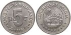 Bolivien - Bolivia 5 Pesos 1976-1980 - 8.5g, KM# 197 verschiedene Jahrgänge