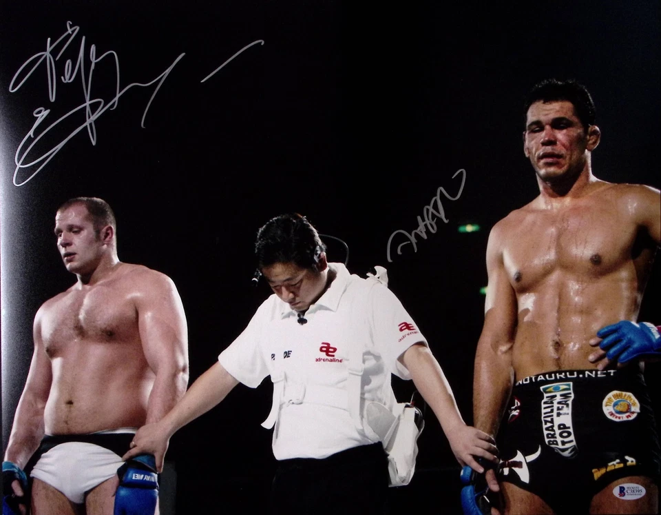 Foto firmada por Fedor Emelianenko y Antonio Rodrigo Nogueira 16x20 certificado de autenticidad BAS Pride FC Foto 1 de 4