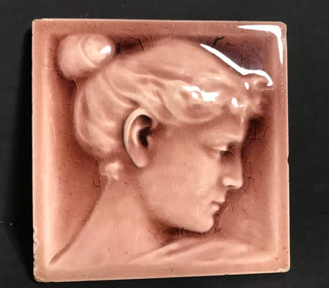 American Encaustic Tiling Co. Figural Lady Art Tile Cover