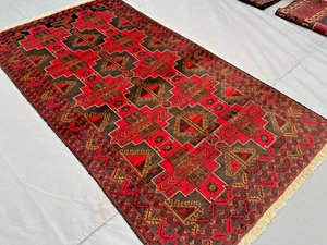 3'8 x 6'9 Afghan Baluchi Tribal Afghan Rug | Turkmen Style Nomadic Wool Rug 4x7 - Picture 1 of 14