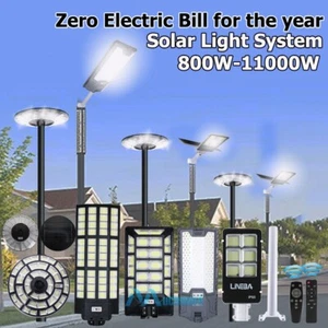 Commercial 99999999LM LED Outdoor Dusk to Dawn Solar Street Light Road Area Lamp - Picture 1 of 183