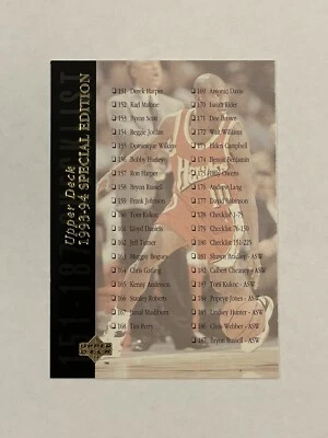 1993-94 Upper Deck Special Edition #180 Checklist Mookie Blaylock - Image 1 of 2