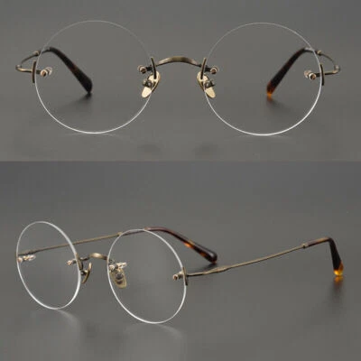 Mens Womens Eyeglass Frames Titanium Rimless Round Glasses Frame Rx-able - Image 1 of 4