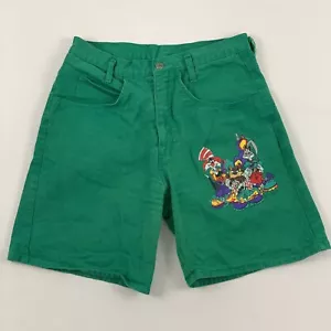 Jerry Leigh 90's Hip Hop Looney Tunes High Rise Green Denim Shorts Size Large  - Picture 1 of 7