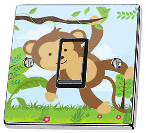 Jungle Monkey Light Switch & Power Socket Sticker skin decal vinyl cover kids
