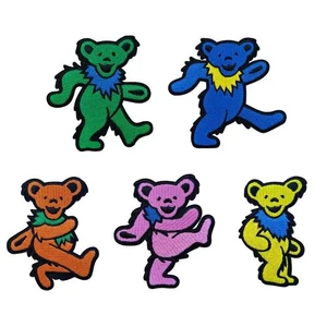 Dancing Bears Grateful Dead Head Cloth Patch Set of 5 - Picture 1 of 6