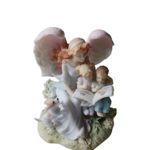 Seraphim Classics Engel Figur zarter Schutzengel liest Kindern mit Welpe vor  - Bild 1 von 7
