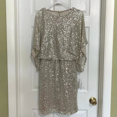 Jessica Howard NWT Sequined Flutter Sleeve Holiday Cocktail Dress Size 10 - Image 1 of 4